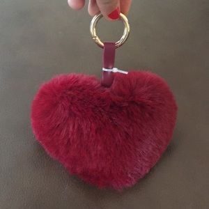 Ruby Red Fuzzy Heart Key Chain ♥️